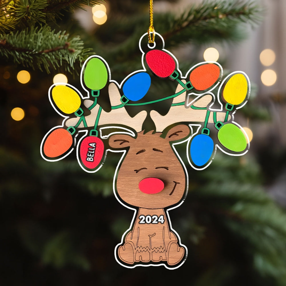 Christmas Reindeer Family - Personalized Custom Acrylic Ornament