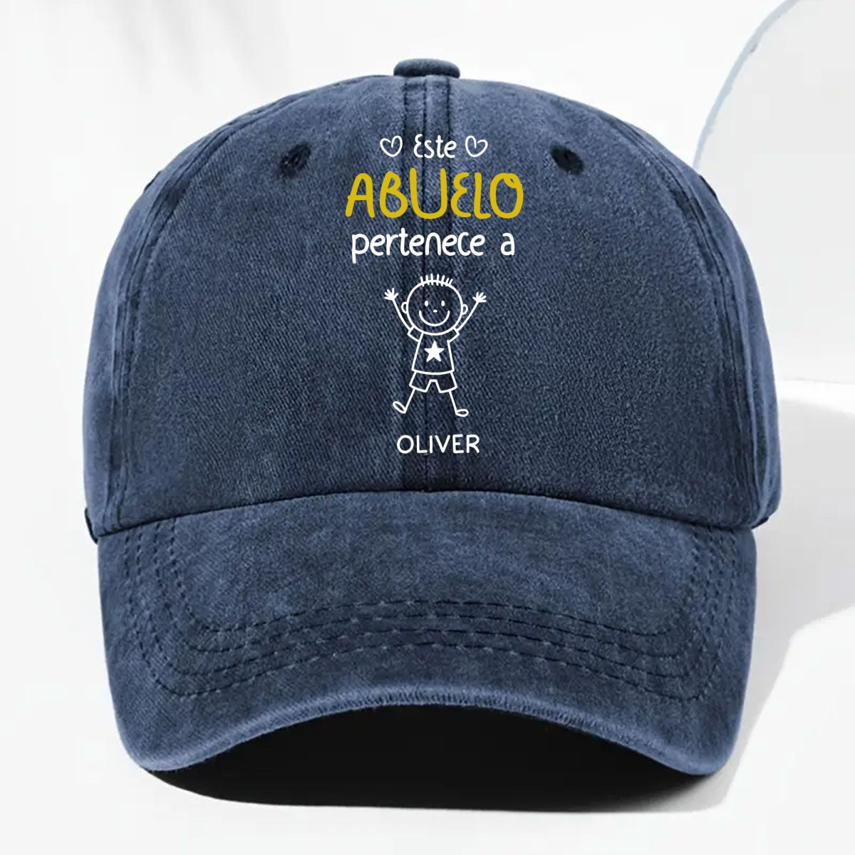 Este Abuelo Papá Pertenece A versión 2 - Gorra de Mezclilla Vintage Lavada Personalizada