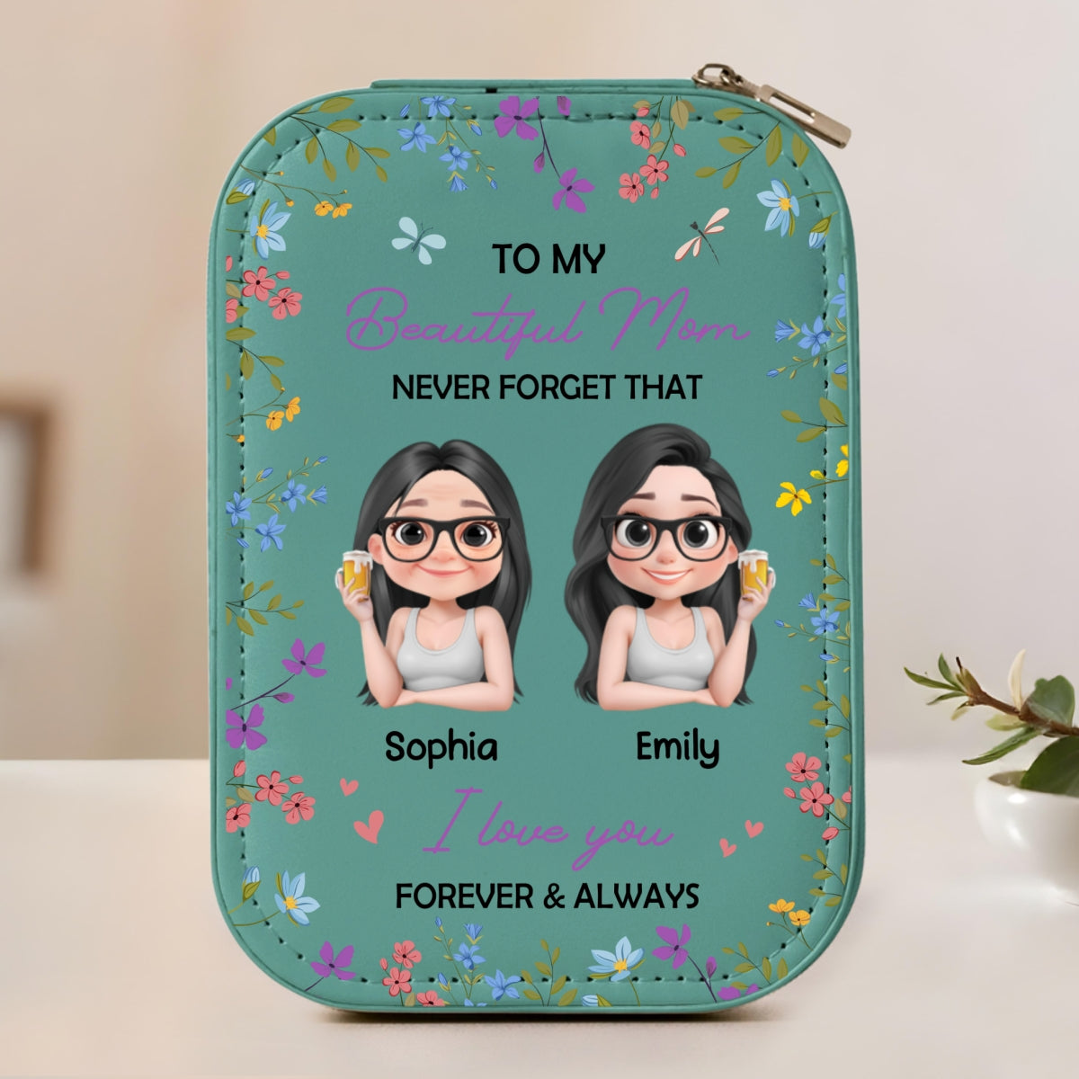 Forever And Always - Personalized Custom Jewelry Box With LED Mirror