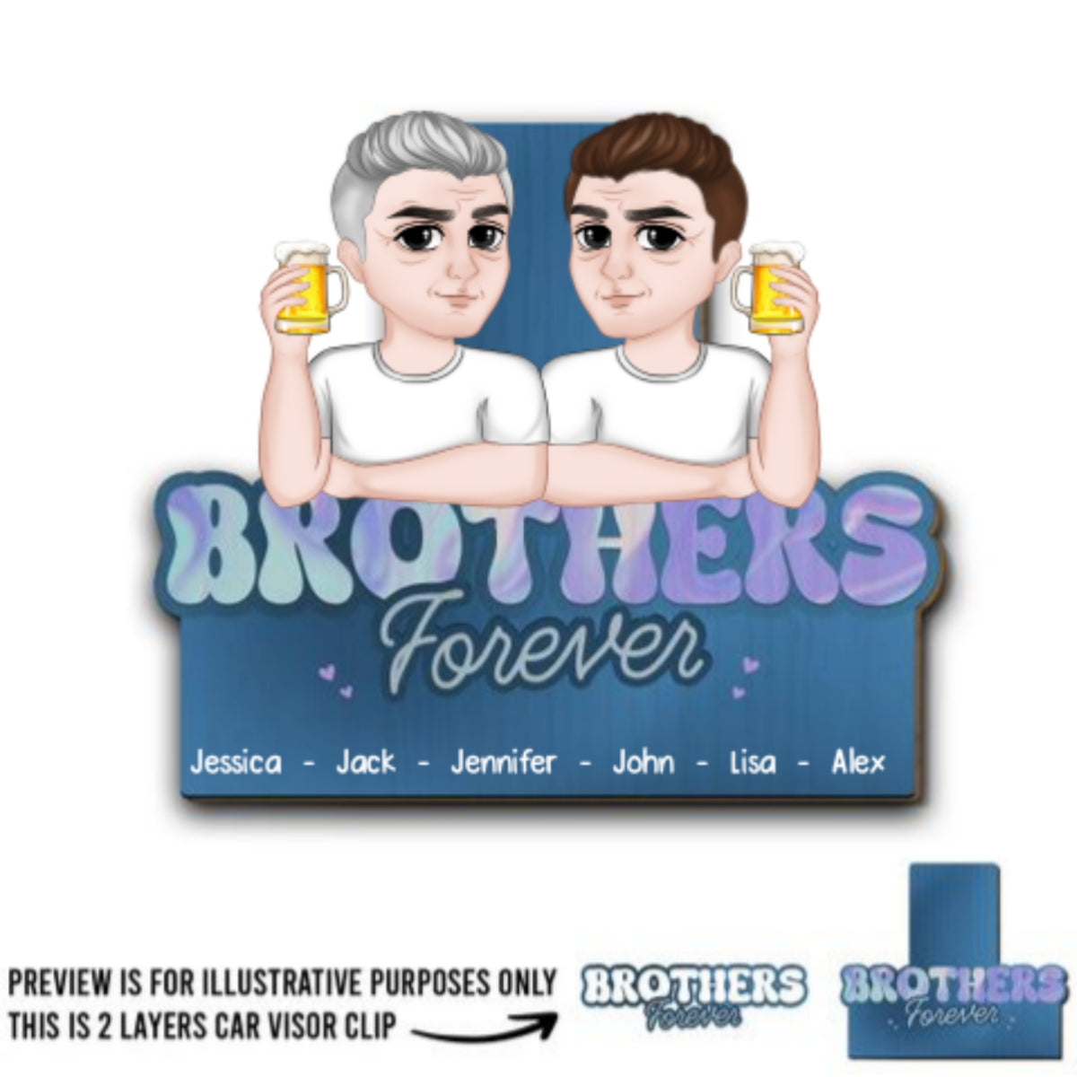 Brother And Sister Forever - Personalized Custom Car Visor Clip