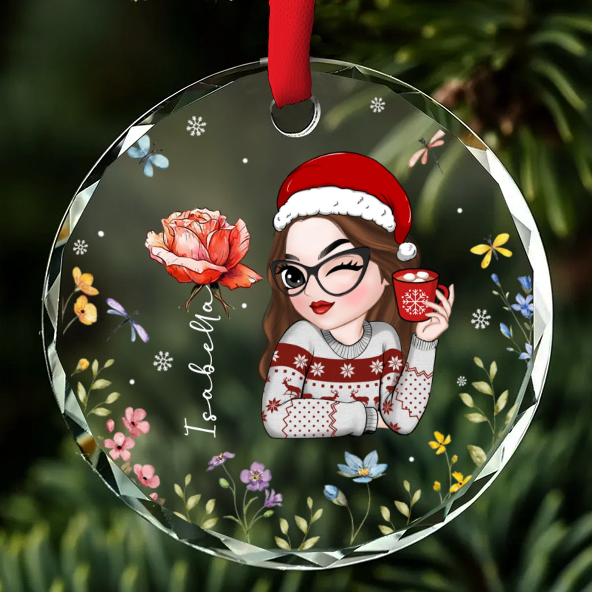Flowers Are Loves Truest Language - Personalized Custom Glass Ornament