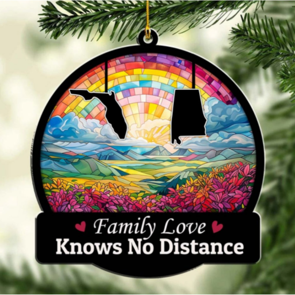 Family Love Knows No Distance Ver 3 - Personalized Custom Acrylic Ornament
