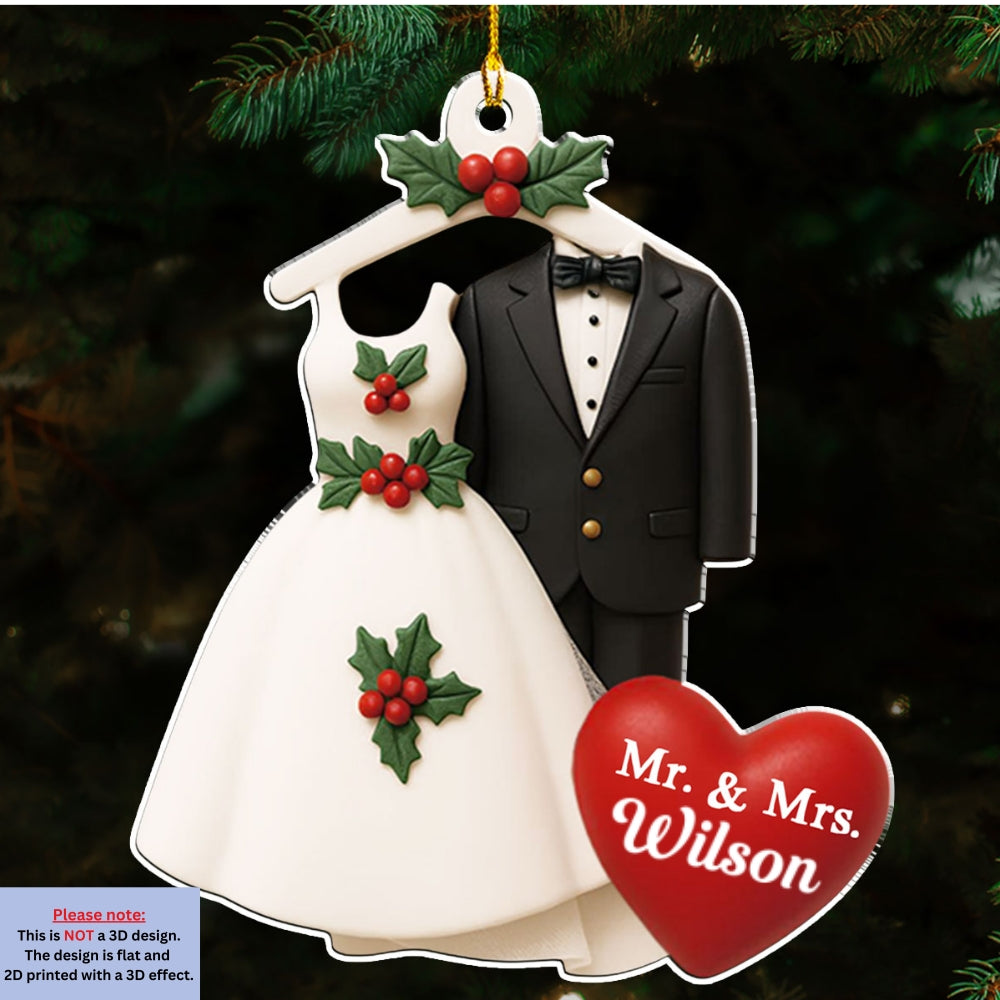 Happily Married - Personalized Custom 3D Effect Acrylic Ornament