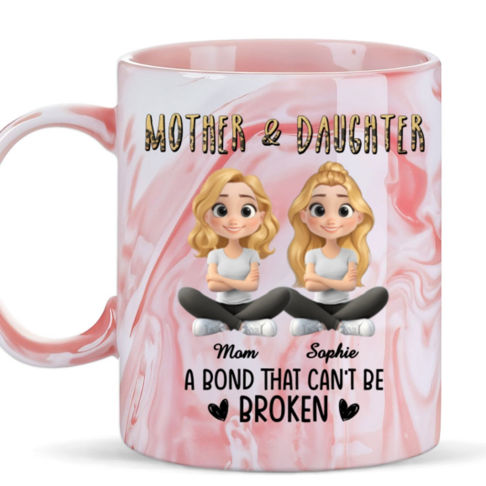 A Bond That Cannot Be Broken Cartoon - Personalized Custom Pink Marble Mug