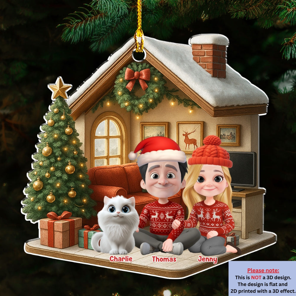 Under One Roof With Cats - Personalized Custom 3D Effect Acrylic Ornament