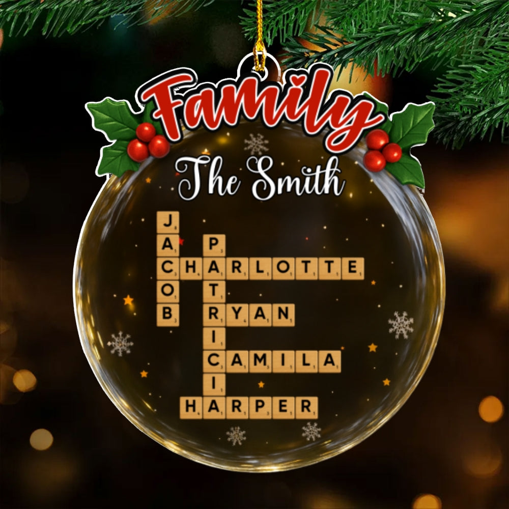 Crossword Style Family Keepsake - Personalized Custom Acrylic Ornament