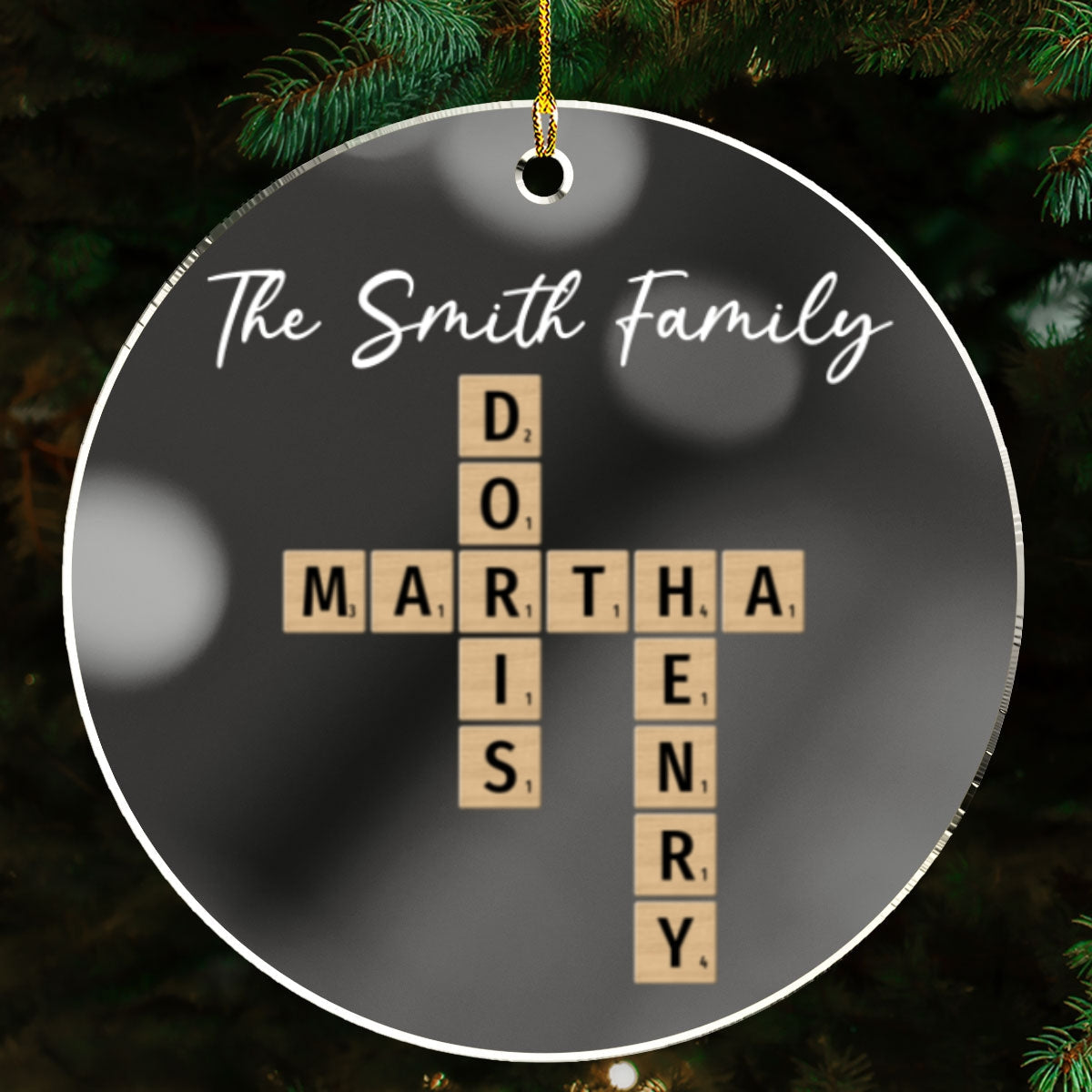 Family Besties Coworker Crossword Art - Personalized Custom Mirrored Acrylic Ornament