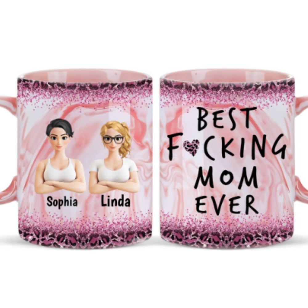 Best Mom Ever Version 2 - Personalized Custom Pink Marble Mug