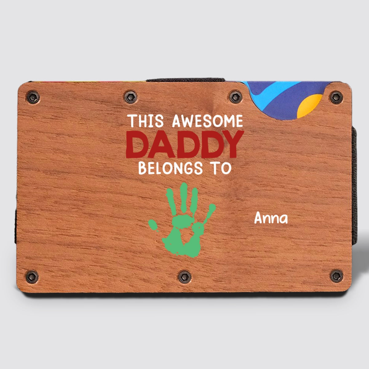 This Awesome Daddy Belongs To - Personalized Custom Wooden Card Holder