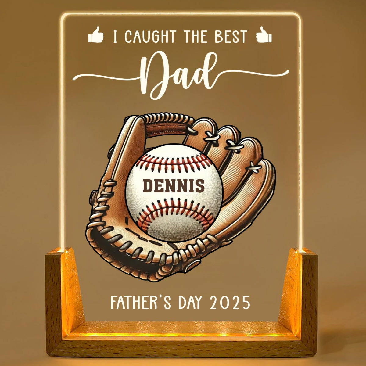 I Caught The Best Dad - Personalized Custom Plaque With Walnut Base