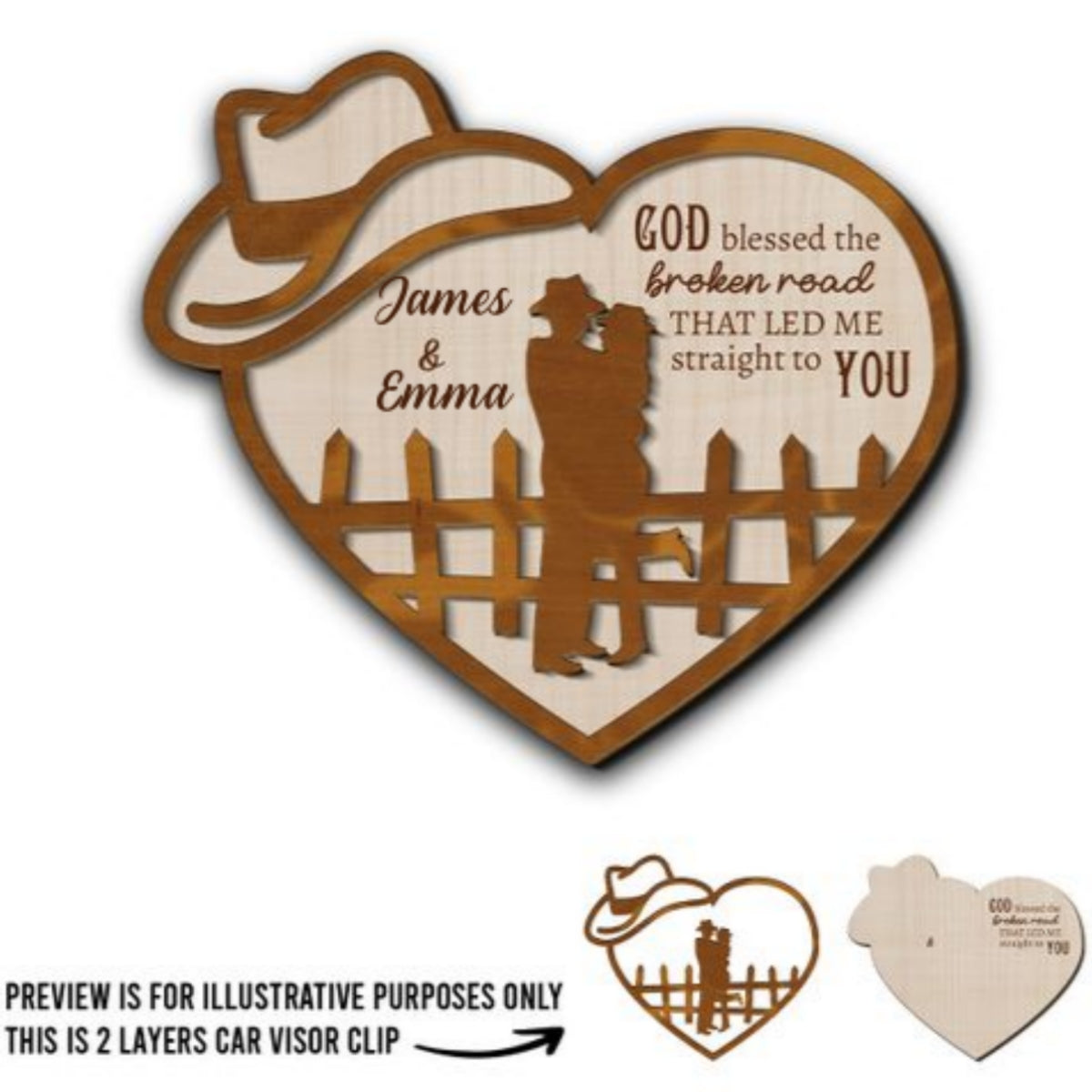 God Blessed The Broken Road - Personalized Custom Car Visor Clip