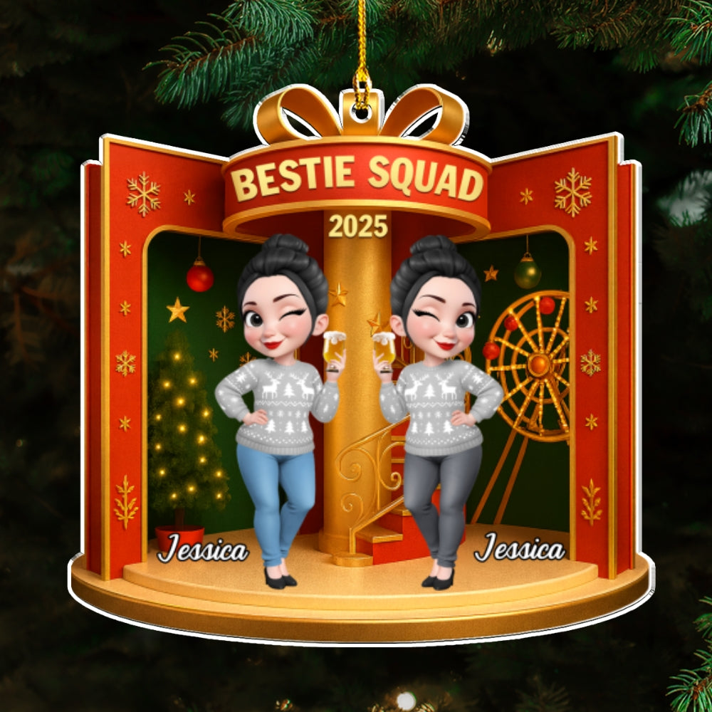 Besties In The Dollhouse - Personalized Custom Acrylic Ornament