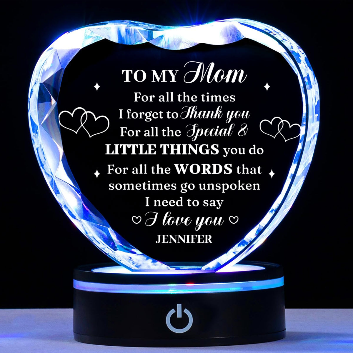 I Love You Mom - Personalized Custom Crystal Led Light