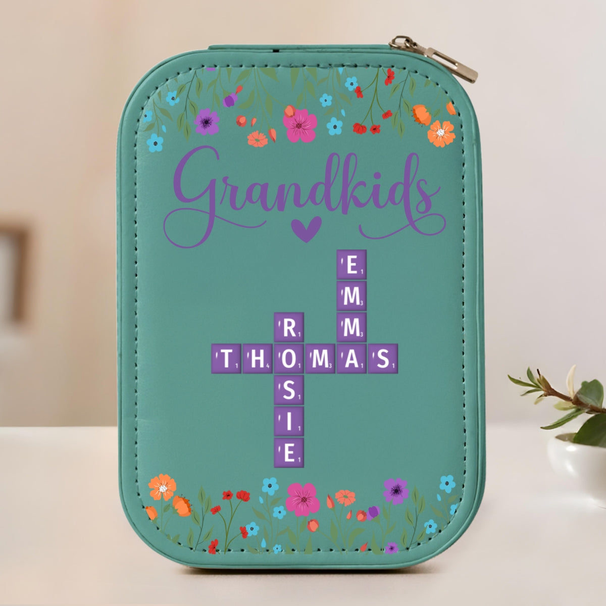 Love Grandkids - Personalized Custom Jewelry Box With LED Mirror