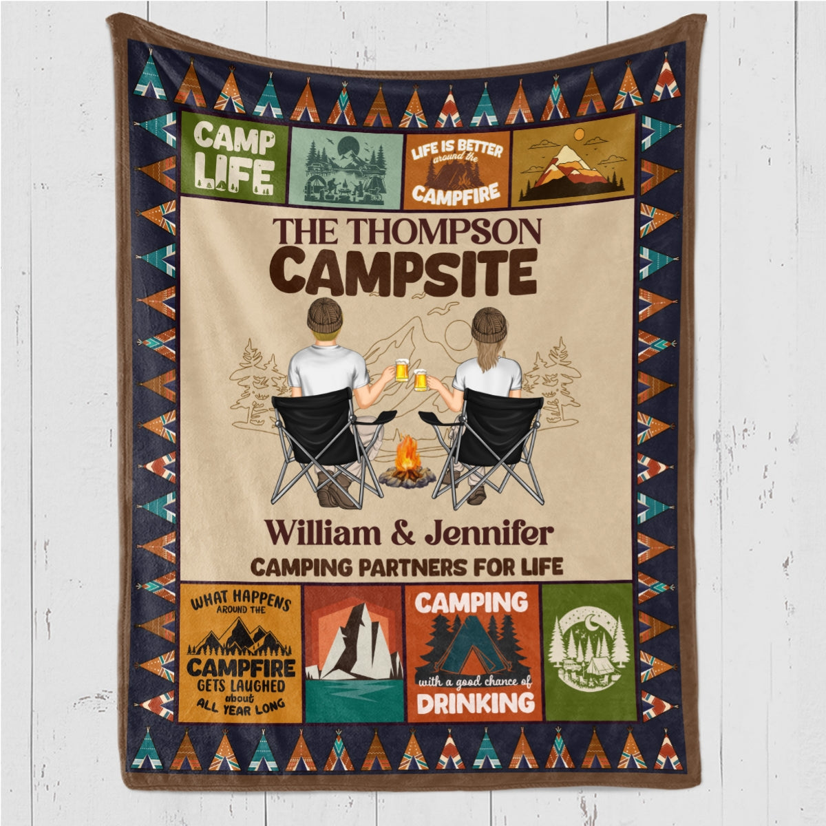 Our Campsite - Personalized Custom Fleece Blanket