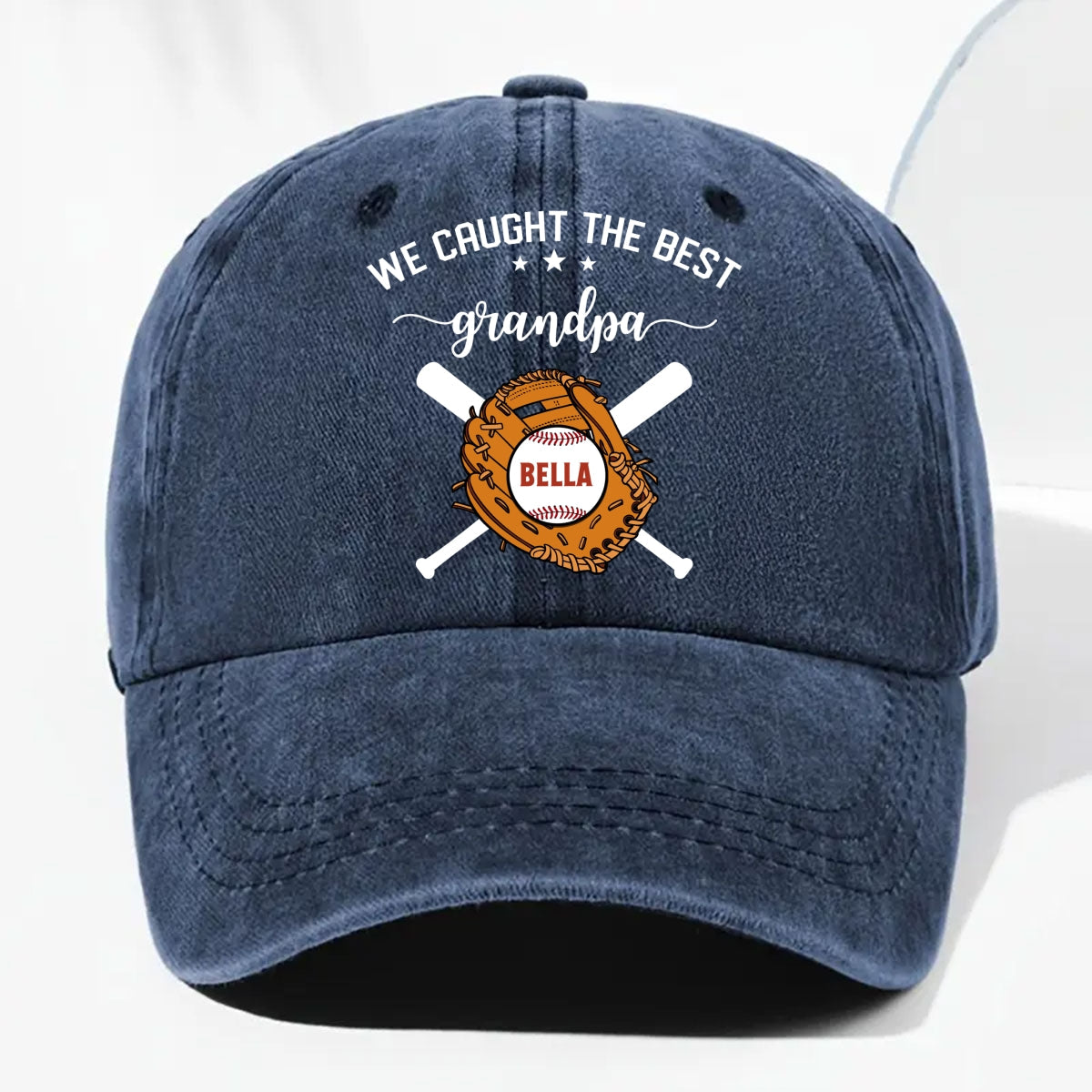 We Caught The Best Dad - Personalized Custom Vintage Washed Denim Cap