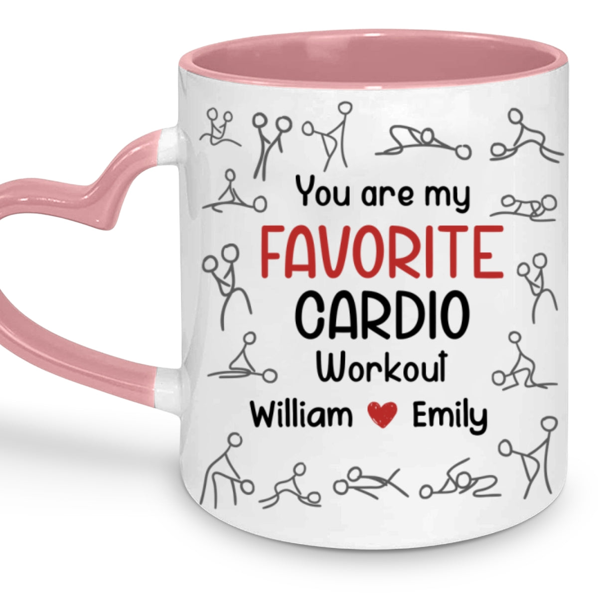 My Favorite Cardio - Personalized Custom Heart Handle Mug
