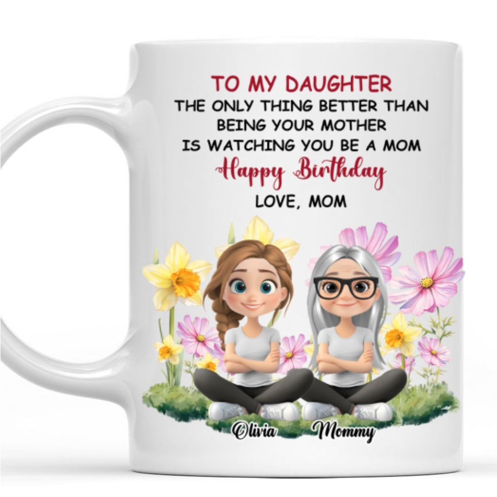 To My Daughter Flower Birth Month - Personalized Custom Coffee Mug
