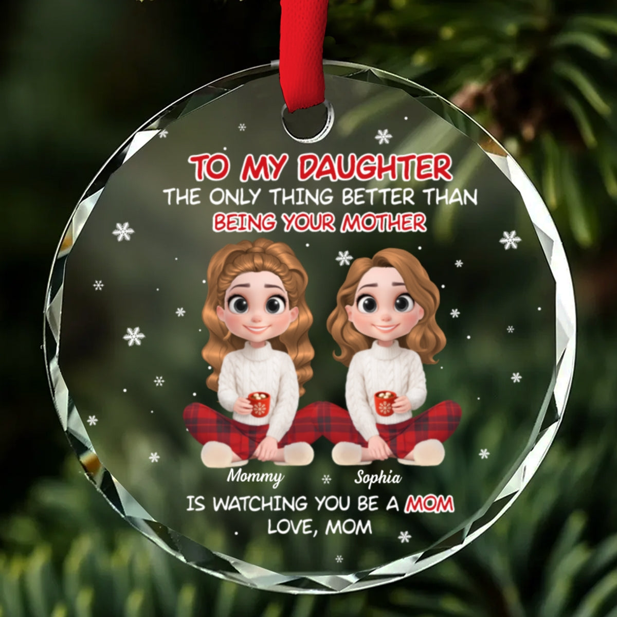 Watching You Become A Mother - Personalized Custom Glass Ornament