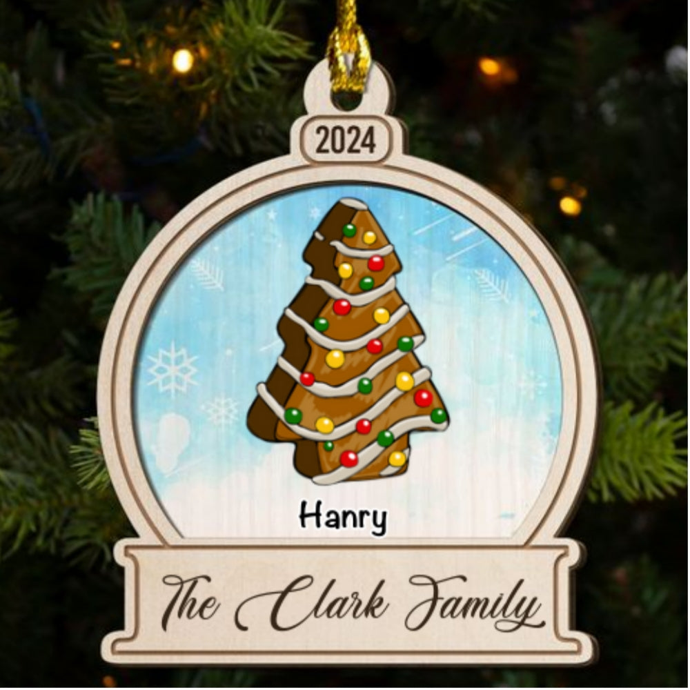 Christmas Cake - Personalized Custom Freeshape 2-Layered Wood Ornament
