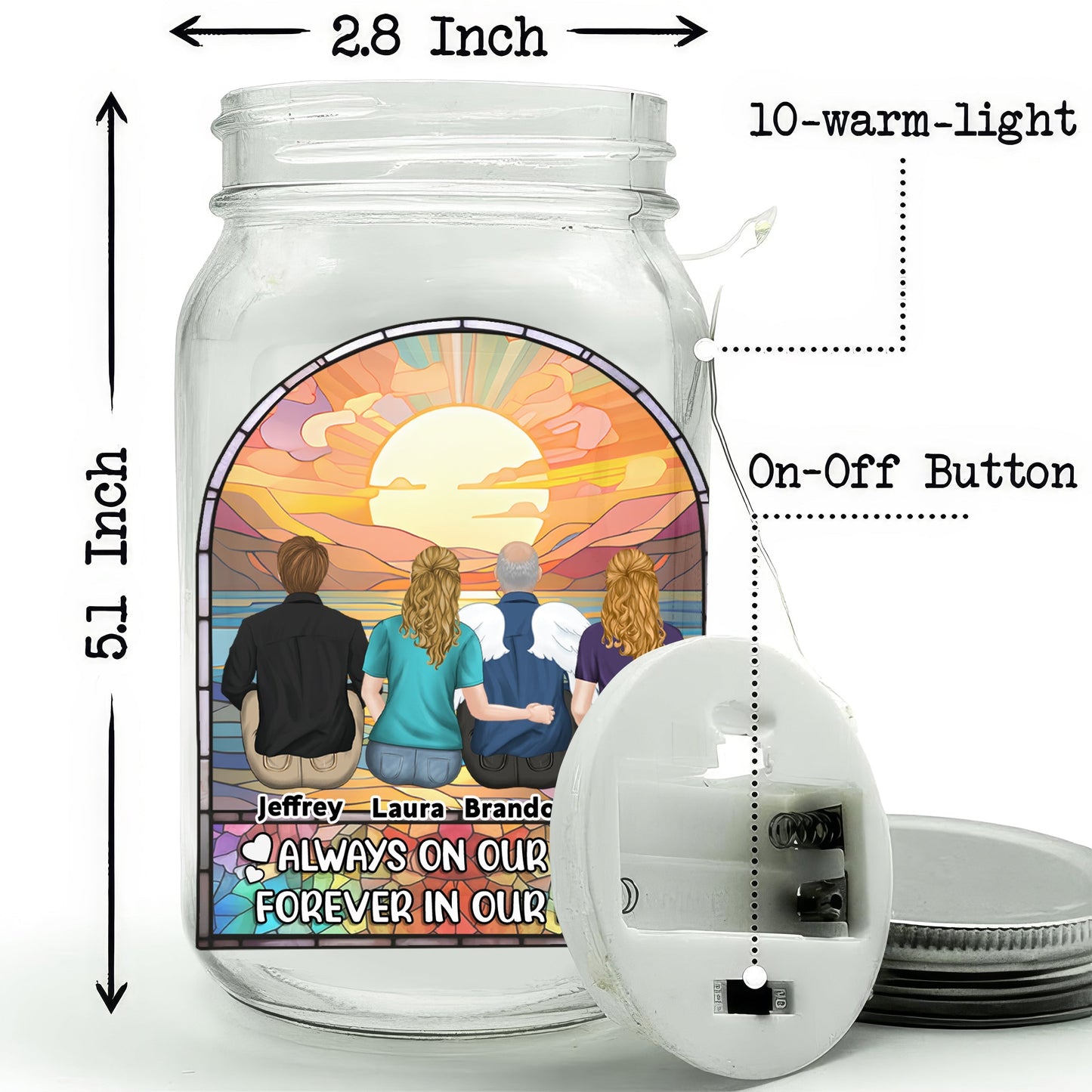 Always On My Mind - Personalized Custom Mason Jar Light