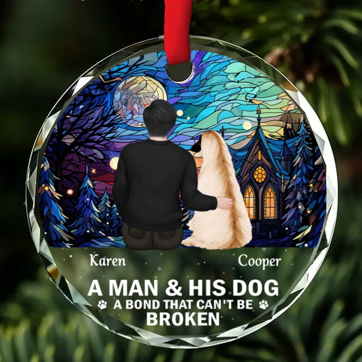 The Bond Between A Girl And Her Dog - Personalized Custom Glass Ornament