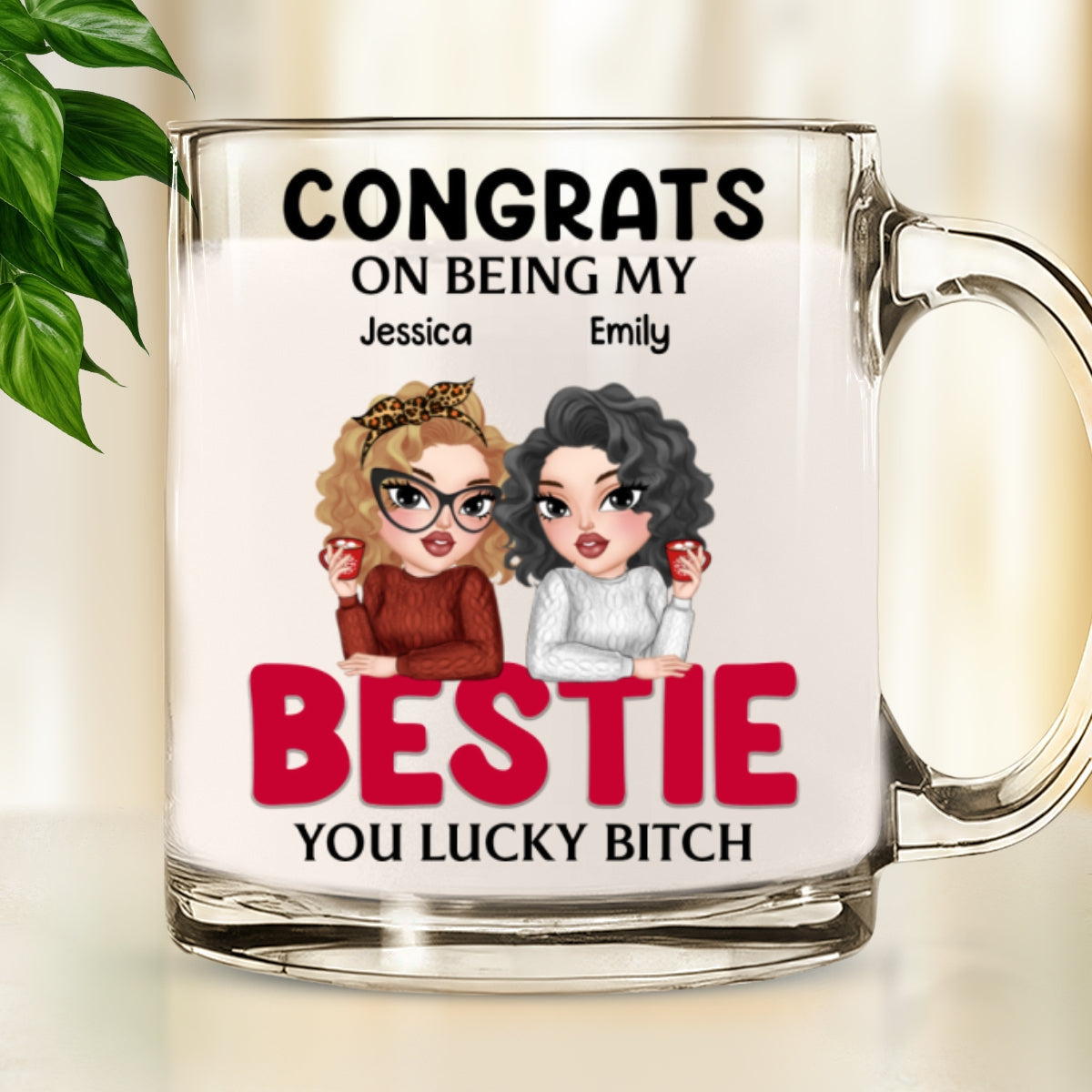 You Lucky Bitch - Personalized Custom Glass Mug