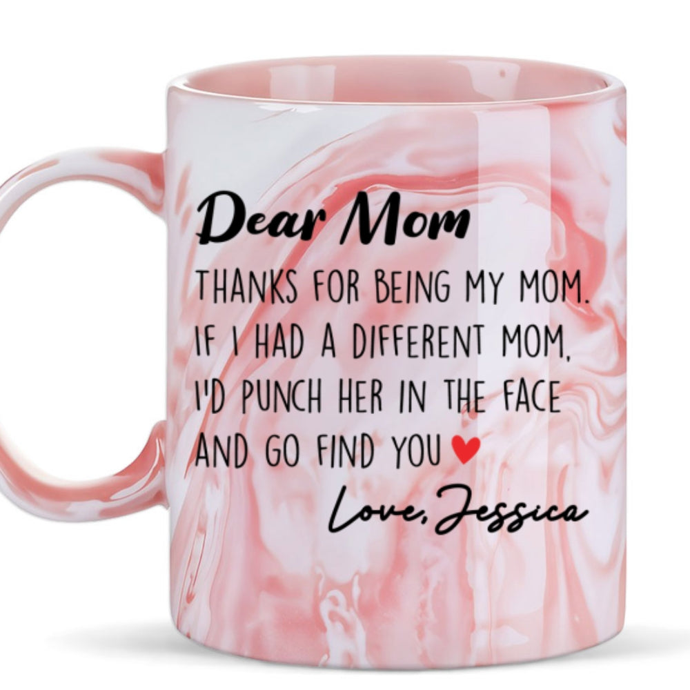 Another Mom - Personalized Custom Pink Marble Mug