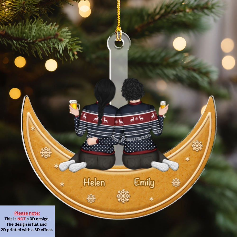 Me And You Sitting On The Cookie Moon - Personalized Custom Acrylic Ornament