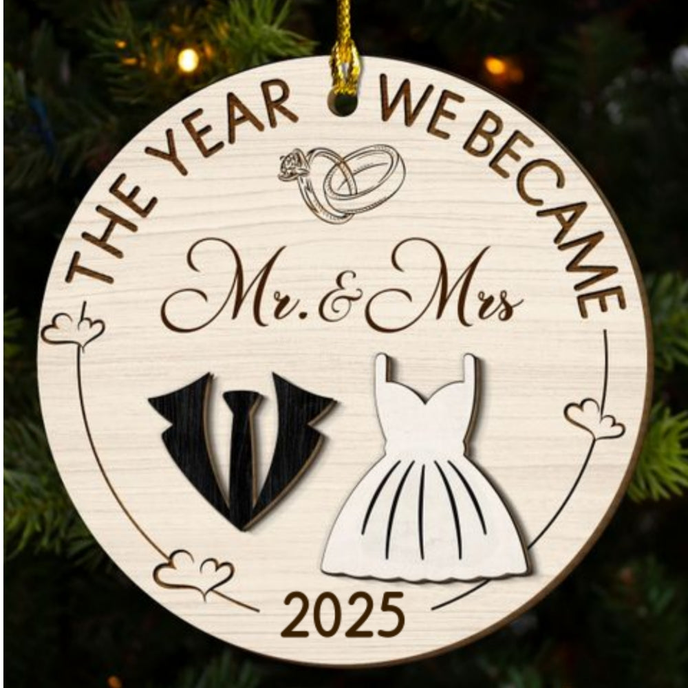 The Year Love Became Forever - Personalized Custom Freeshape 2-Layered Wood Ornament
