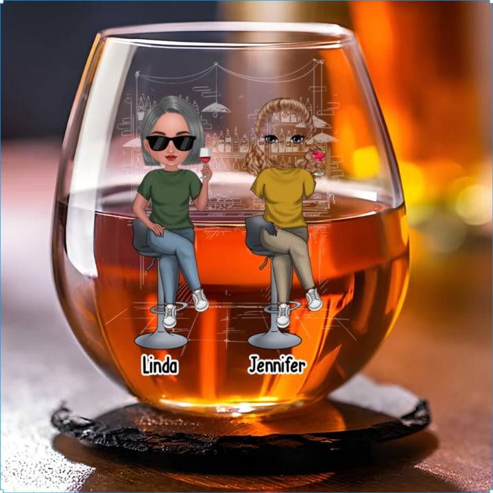 The Girls Are Drinking Again - Personalized Custom Wine Glass
