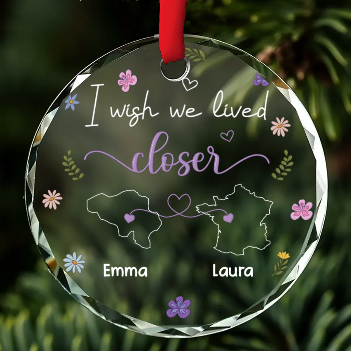 I Wish We Lived Closer Country Version - Personalized Custom Glass Ornament