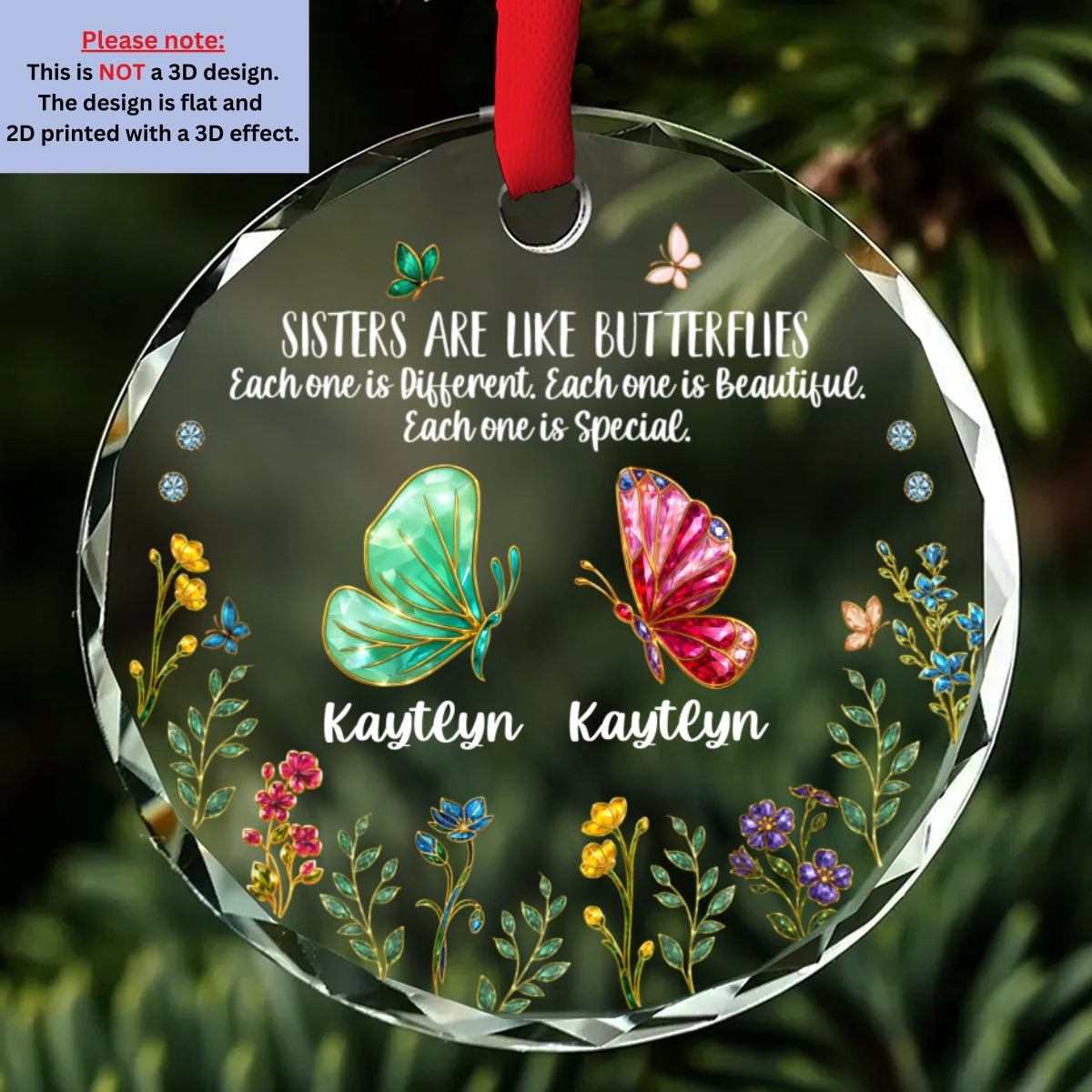 Sisters Are Butterflies Of Love - Personalized Custom Glass Ornament