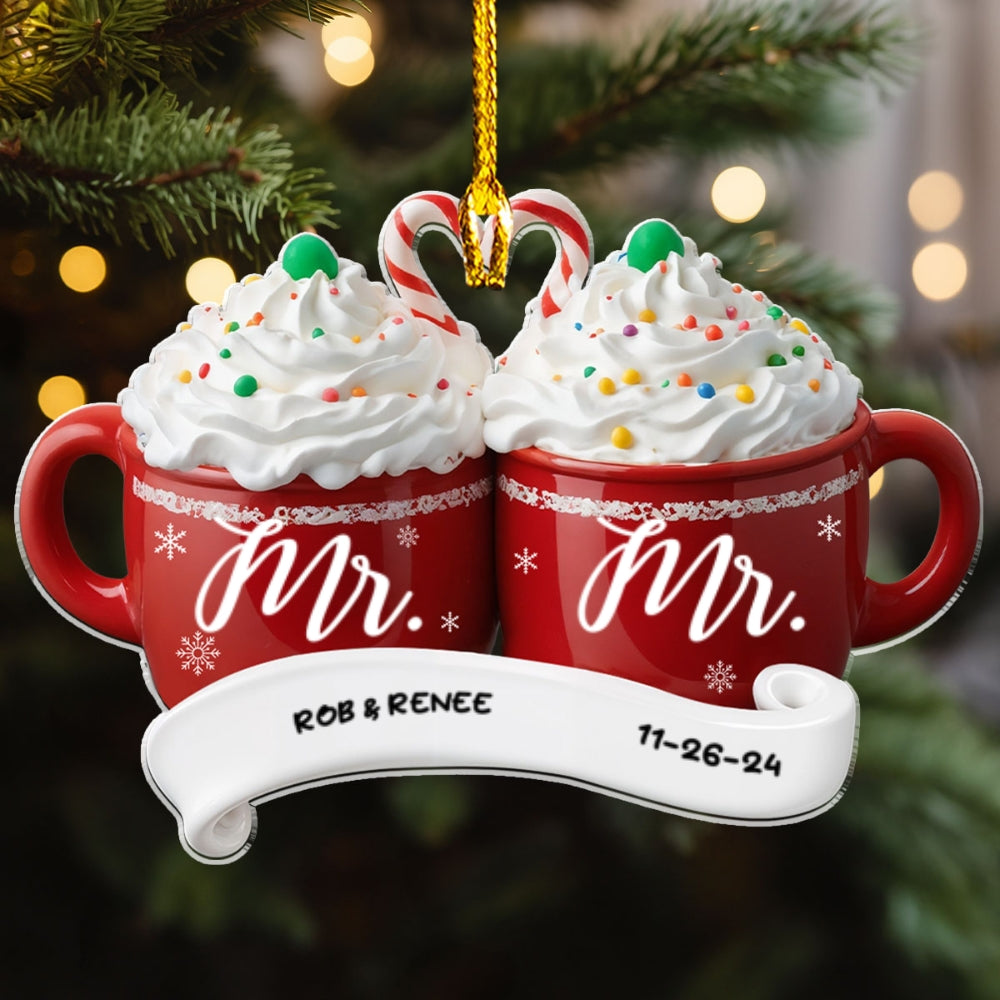 Happy Mr And Mrs - Personalized Custom Acrylic Ornament