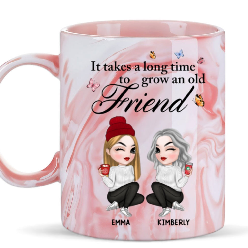 Lovely Besties - Personalized Custom Pink Marble Mug