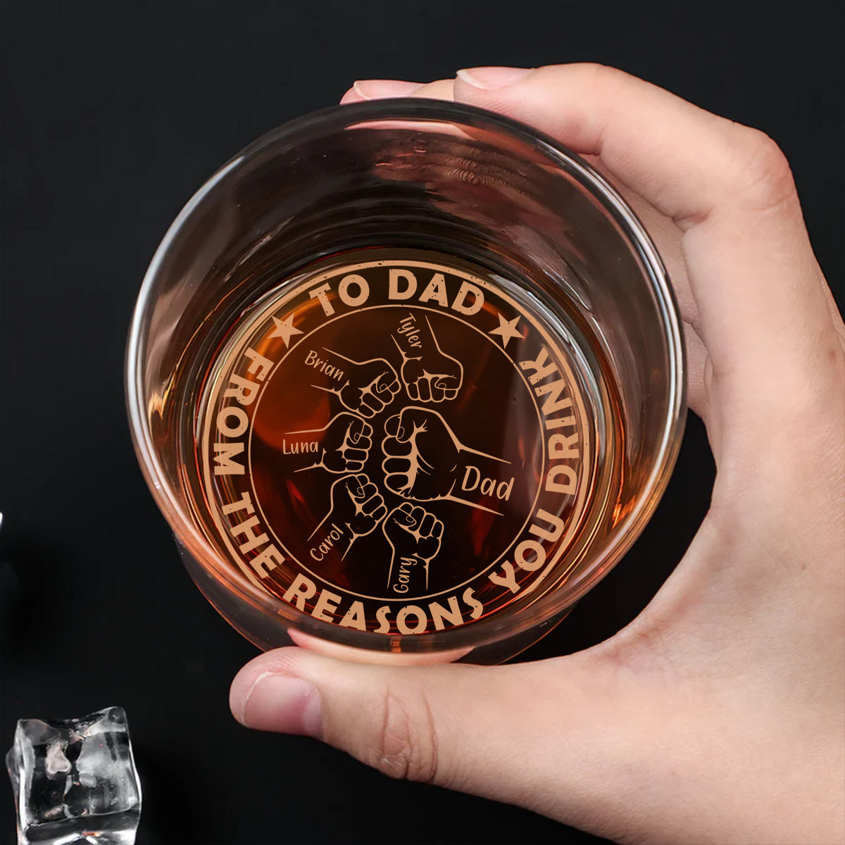 To Dad From The Reasons You Drink - Personalized Custom Engraved Whiskey Glass