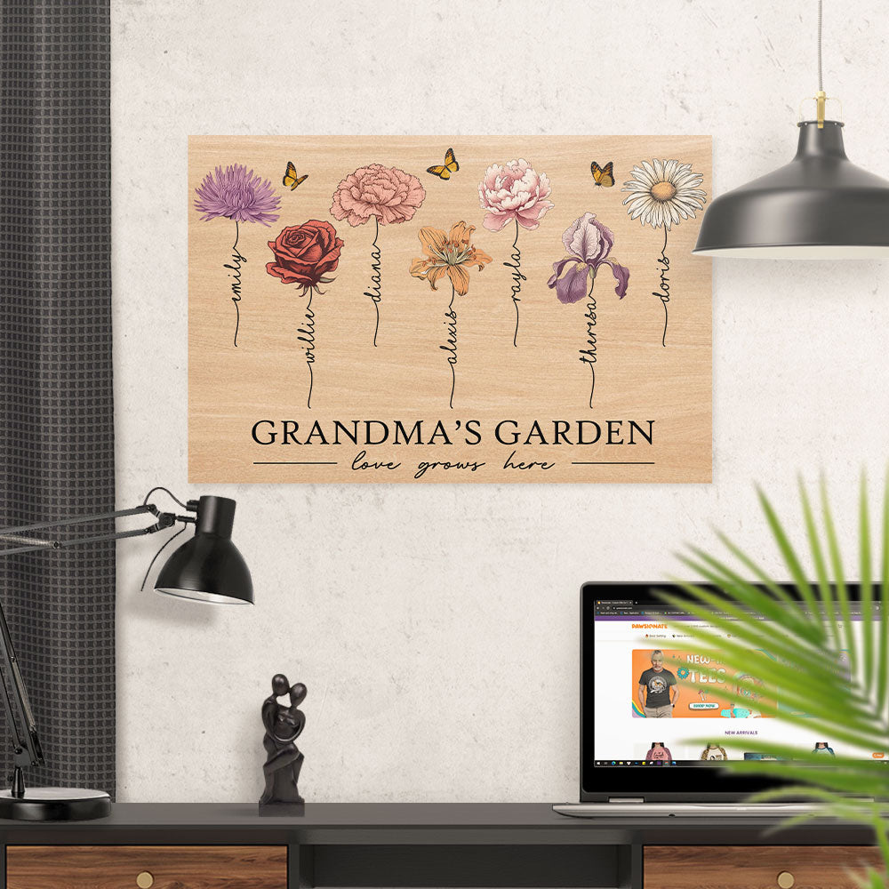 Garden Love Of Grandma Grows Here Beautiful Birth Month Flower - Personalized Custom Poster