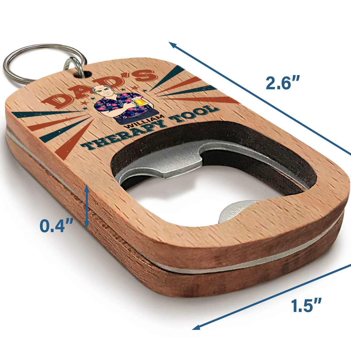 Dads Survival Kit Essential - Personalized Custom Bottle Opener Keychain