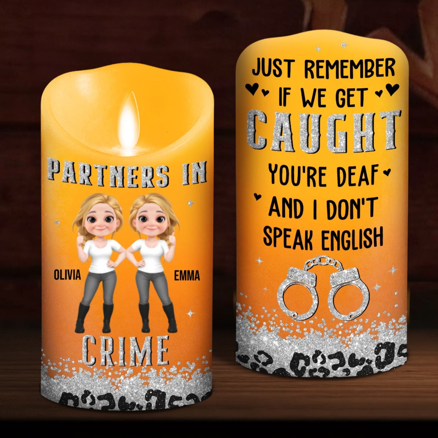 Partners In Crime - Personalized Custom LED Candle
