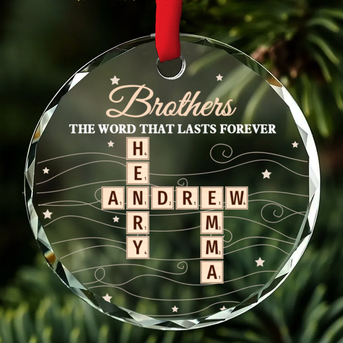 Brother And Sisters Word By Word - Personalized Custom Glass Ornament