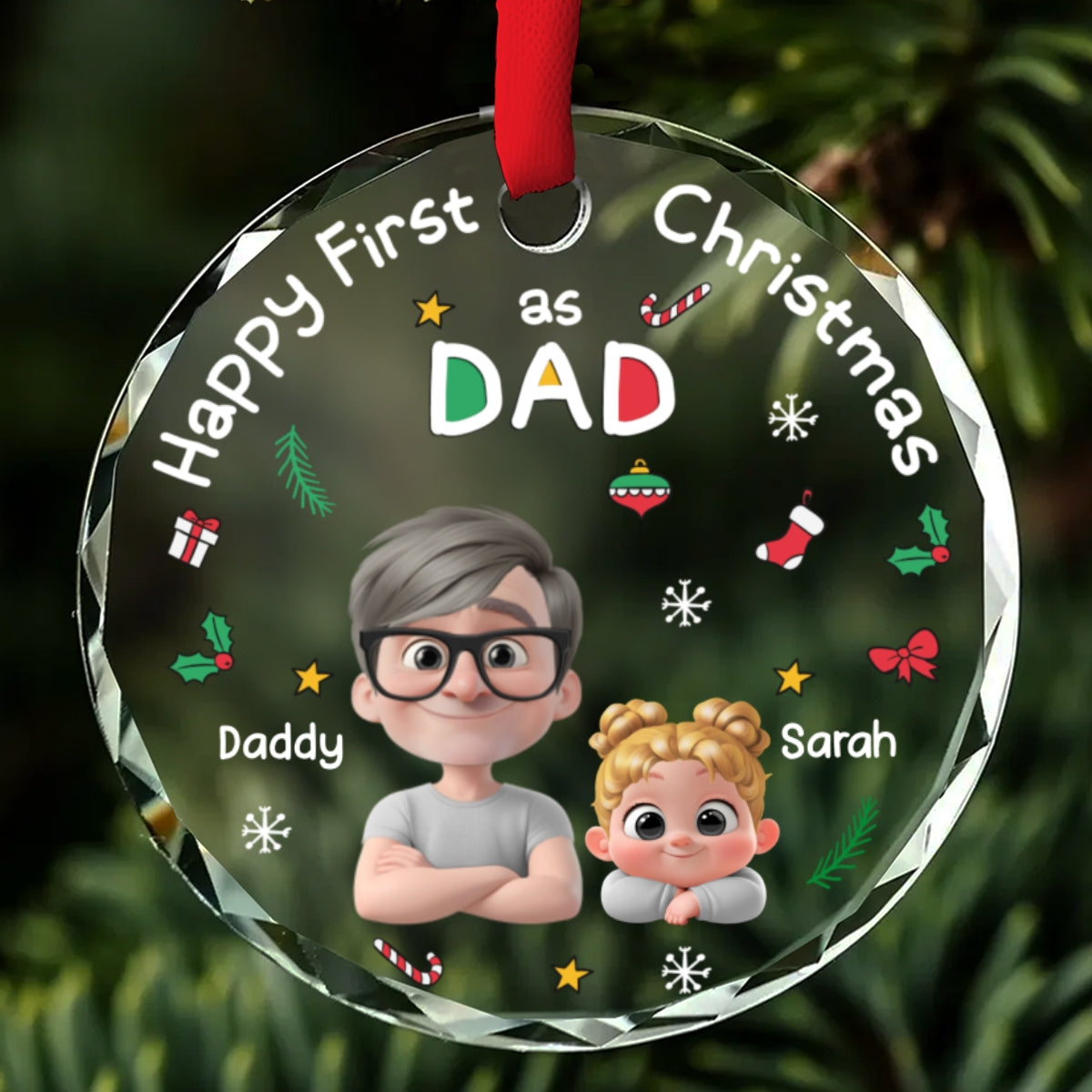 First Christmas With Baby - Personalized Custom Glass Ornament