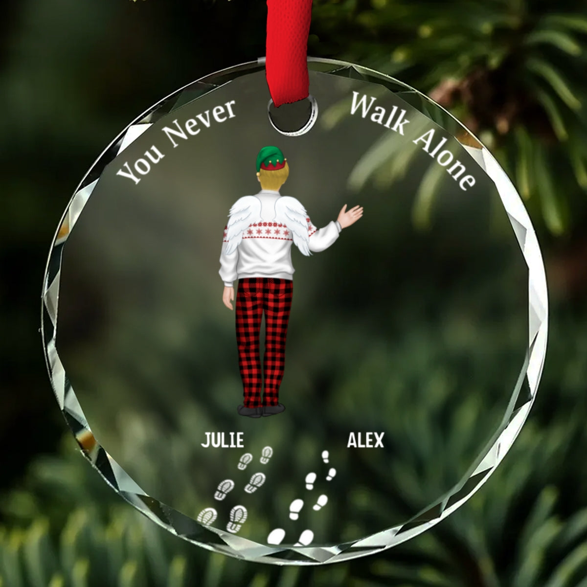 You Never Walk Alone - Personalized Custom Glass Ornament