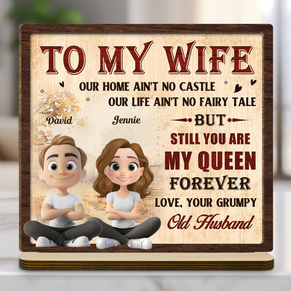 To My Queen - Personalized Custom 2-Layer Wood Plaque With Flat Base