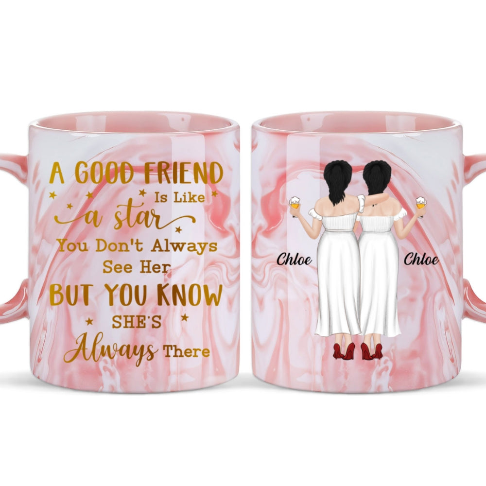 Friends We Never Walk Alone - Personalized Custom Pink Marble Mug