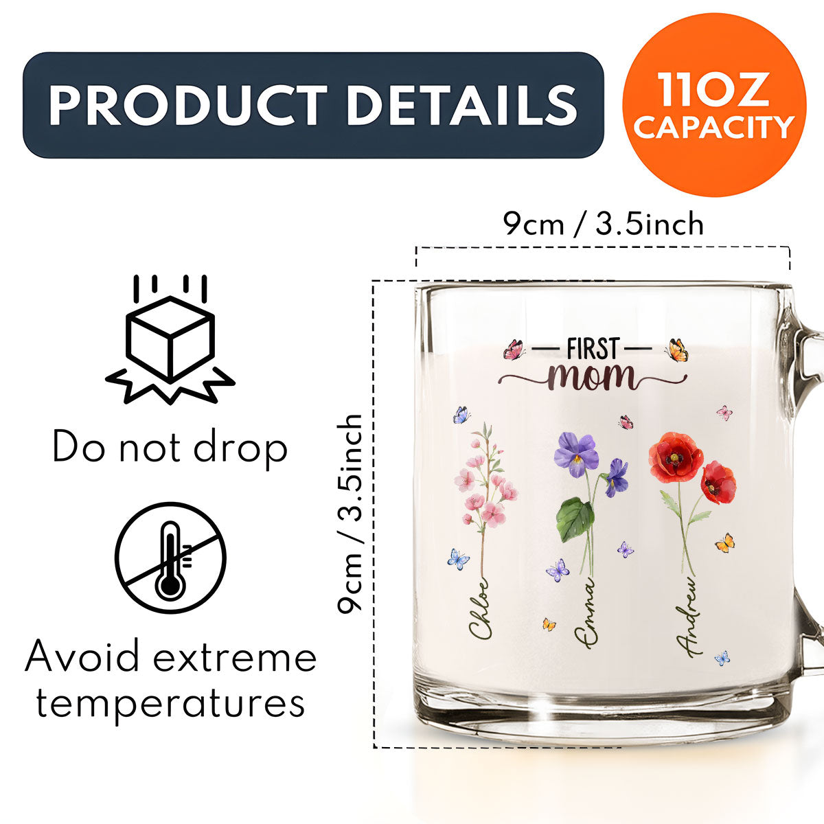 Grandma Birthmonth Flower - Personalized Custom Glass Mug