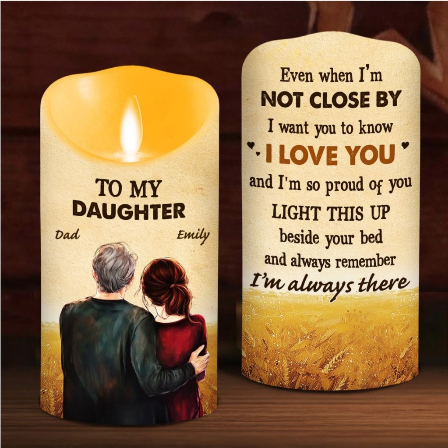 To My Daughter Love Dad - Personalized Custom LED Candle