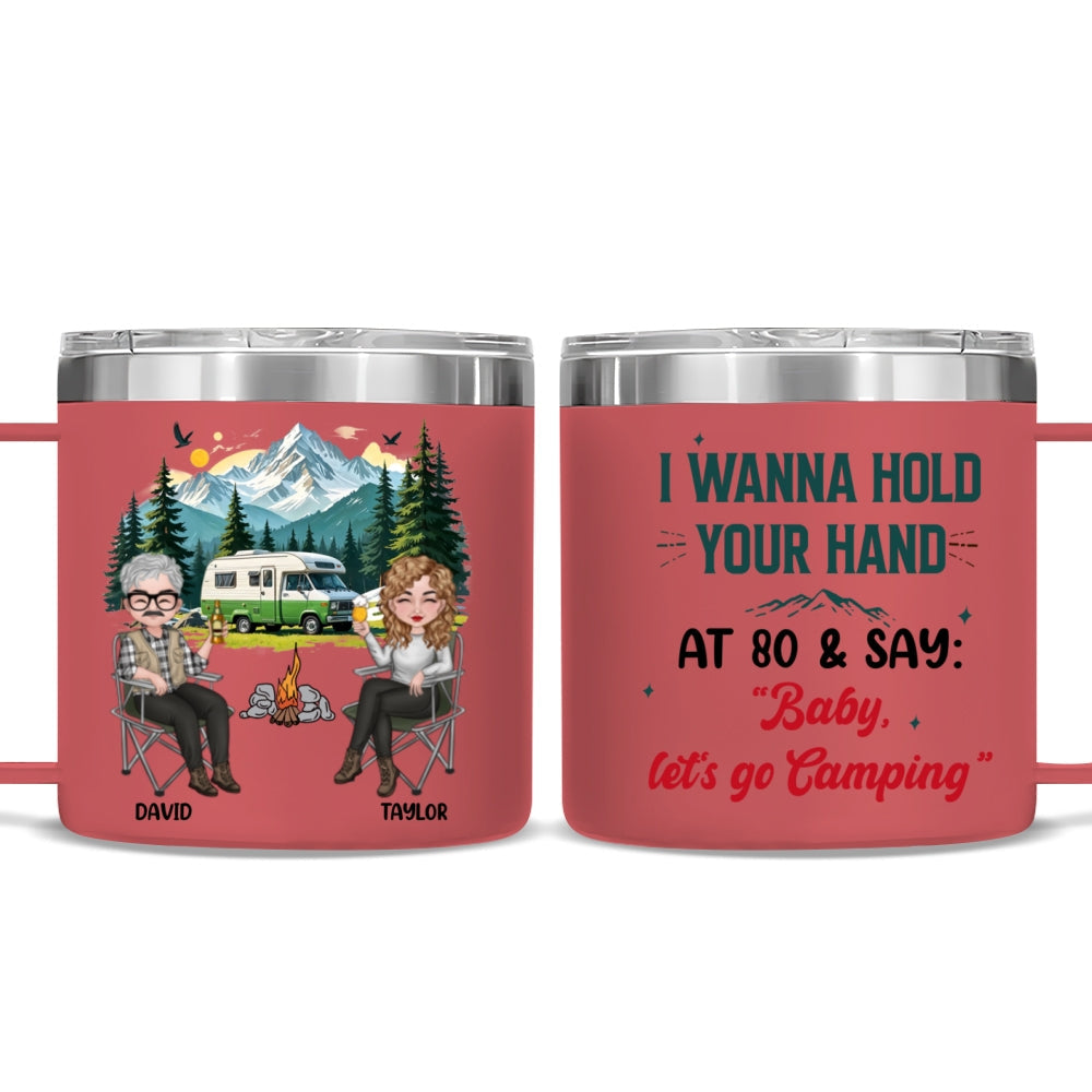 I Wanna Hold Your Hand - Personalized Custom 14oz Stainless Steel Tumbler With Handle