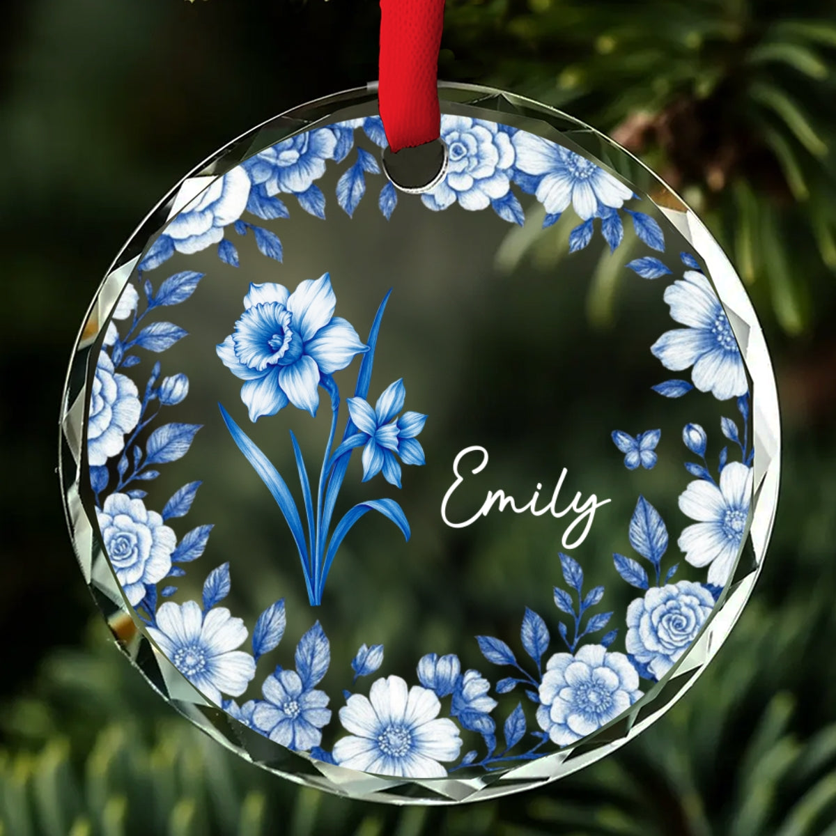 Friends Are Flowers That Never Fade Toile - Personalized Custom Glass Ornament