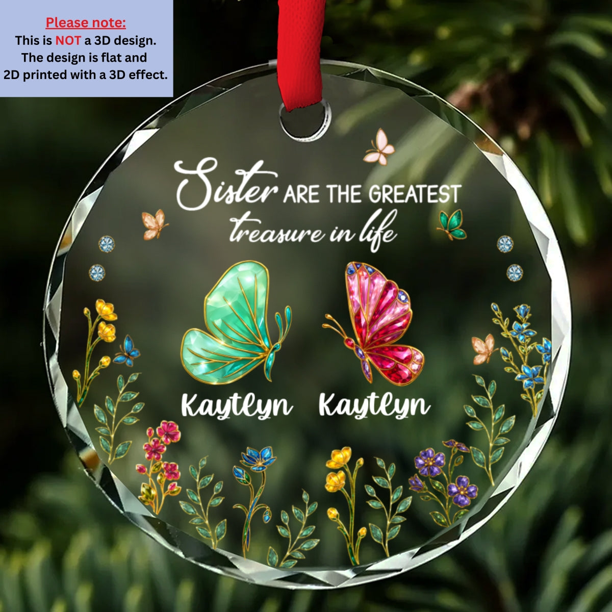 Sisters Are Butterflies Of The Soul - Personalized Custom Glass Ornament