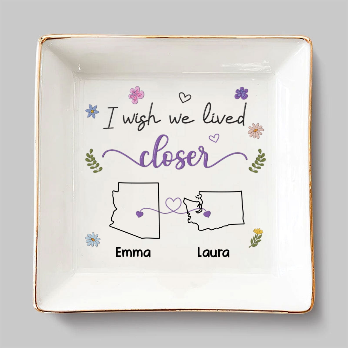 I Wish We Lived Closer - Personalized Custom 3D Inflated Effect Jewelry Dish